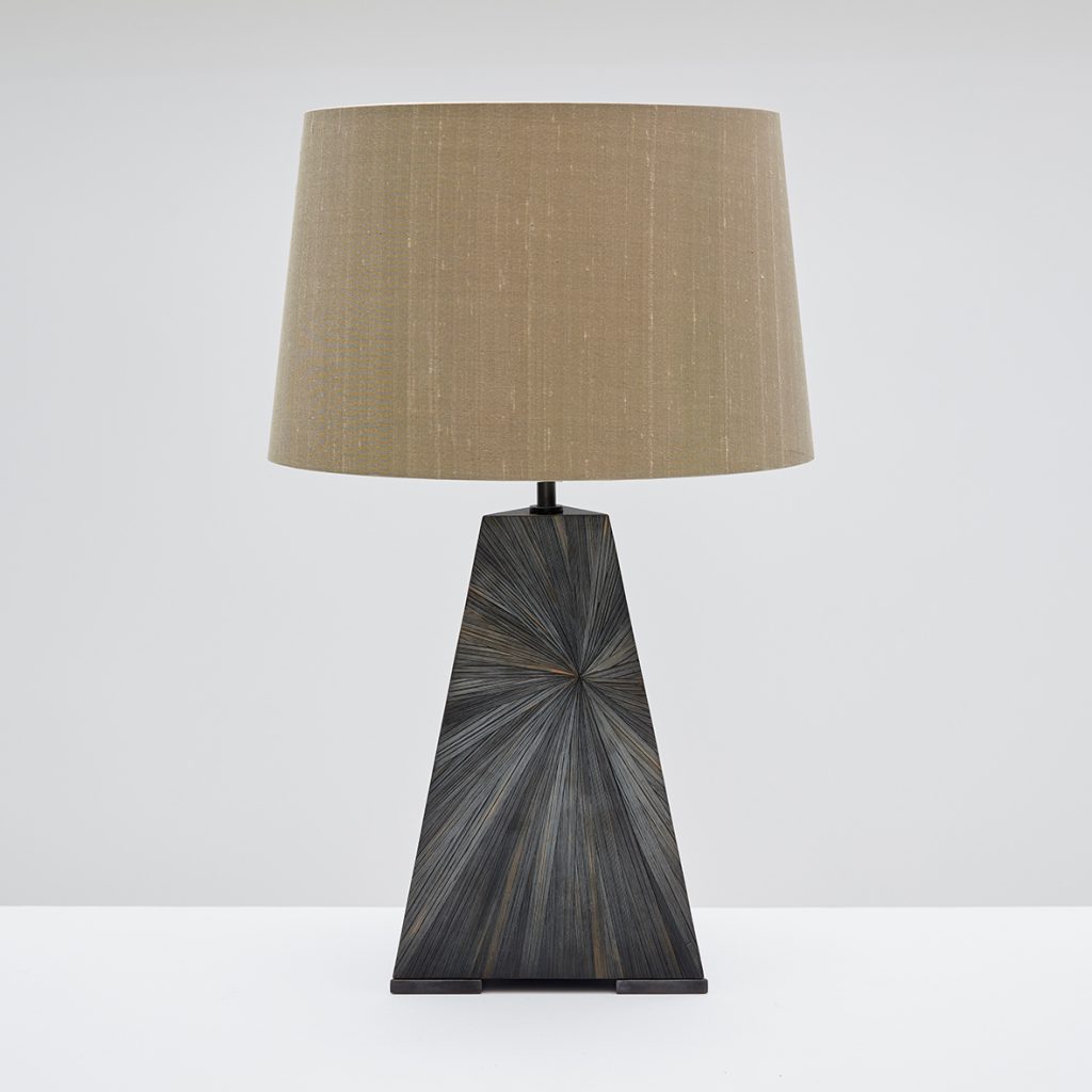 PYRAMID LAMP IN EBONY STRAW MARQUETRY