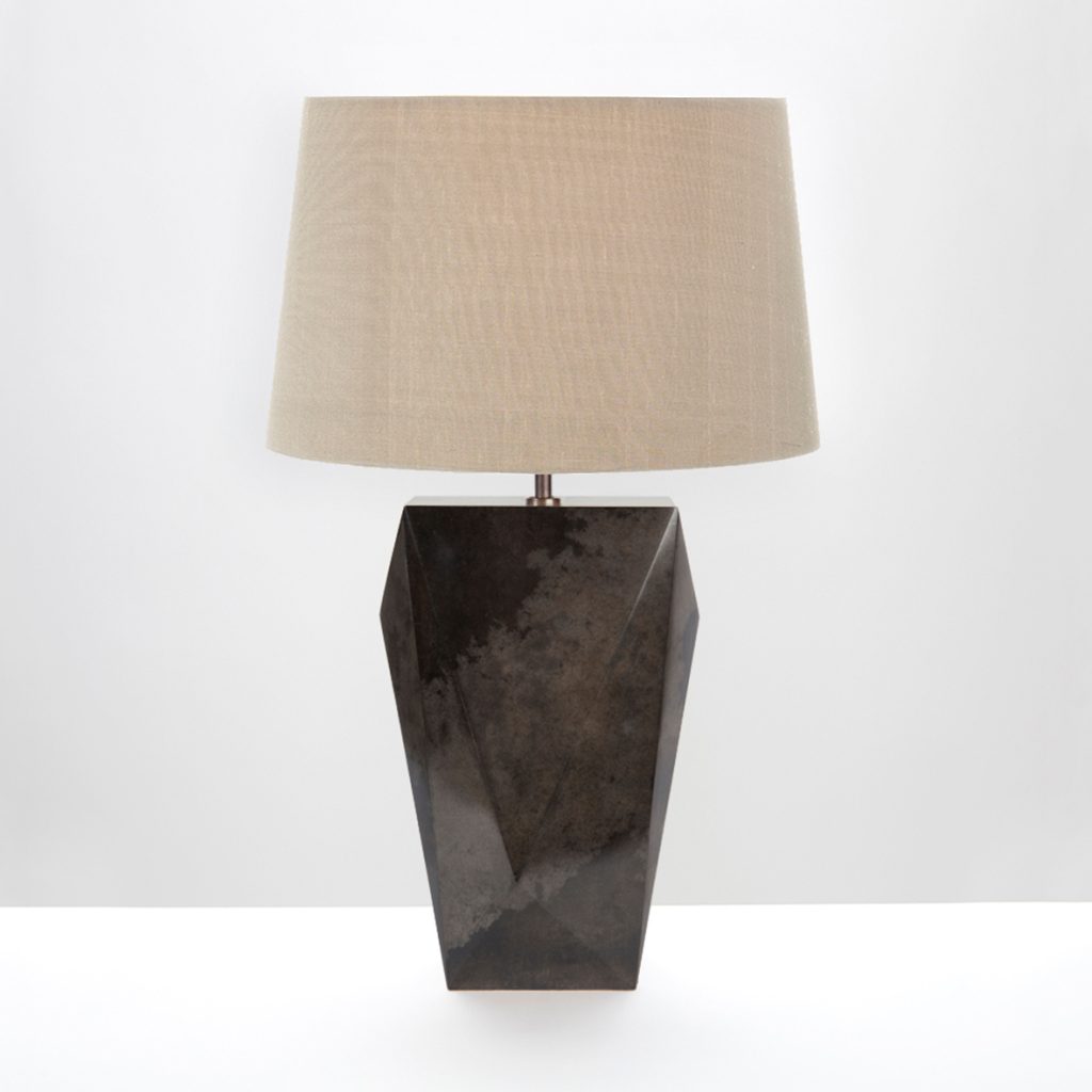 Asymmetric Table Lamp, Charcoal Parchment