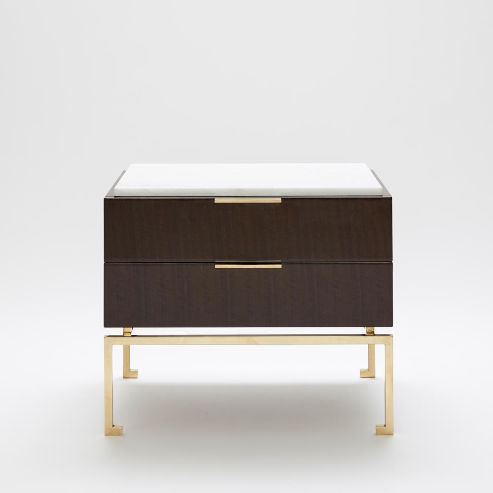 Bedside Table, Eucalyptus &
Brass, Marble Top