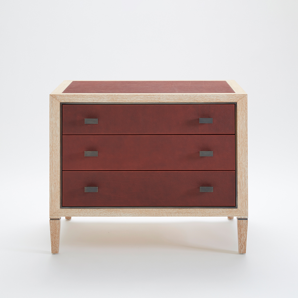 Bedside Table, Leather & Limed Oak