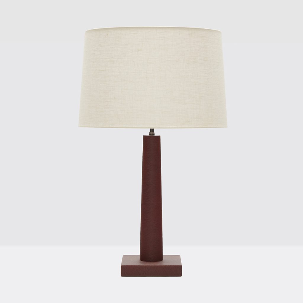 Column Table Lamp, Russian Antiqued Leather