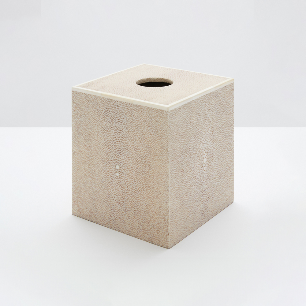 Tissue Box Cover, Natural Shagreen & Bone