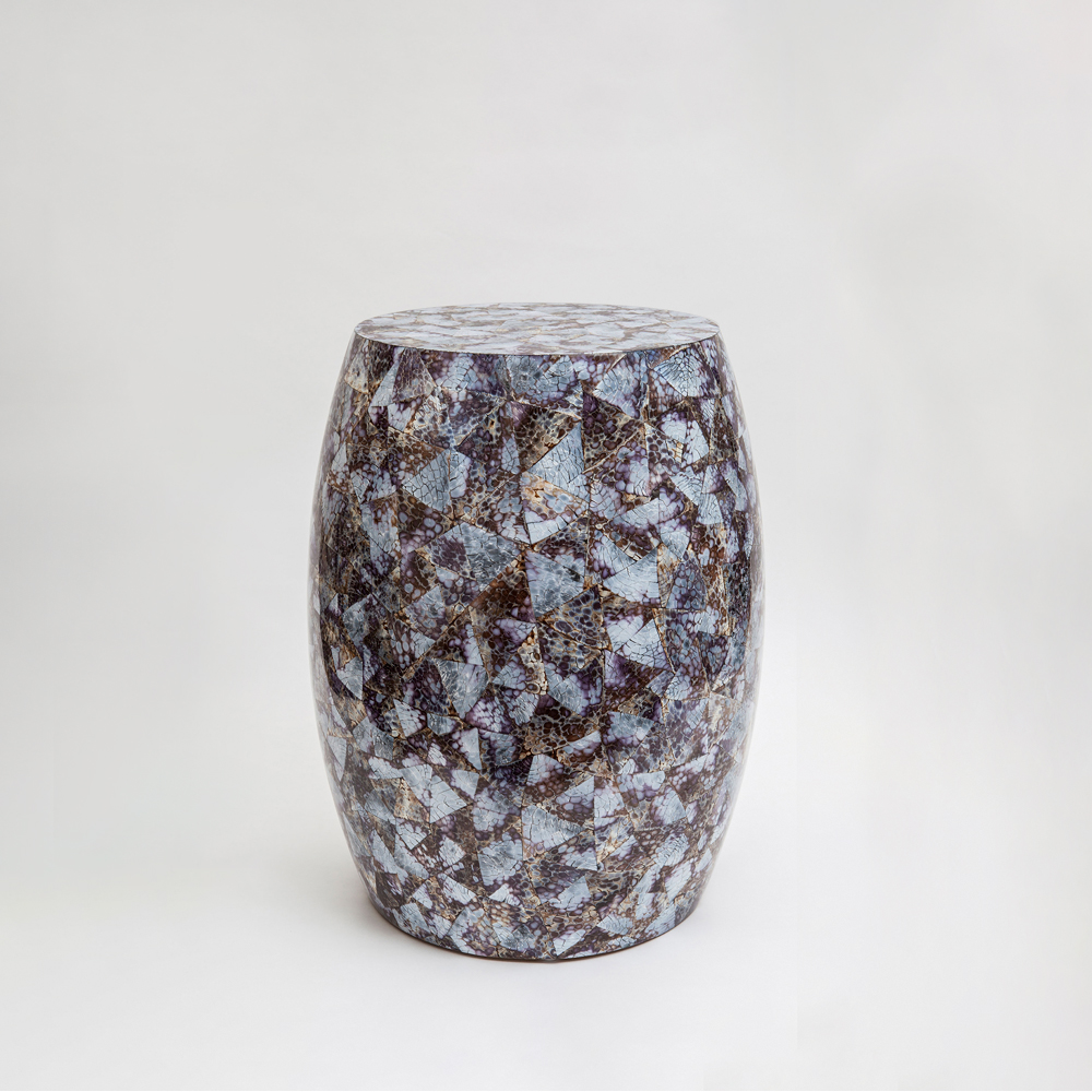 Drum Side Table, Lilac Cowrie