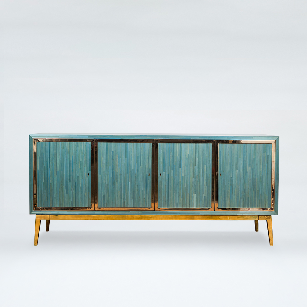 Tivoli Sideboard, Straw Marquetry & Brass